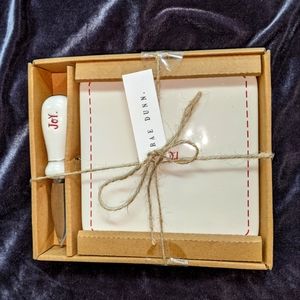 Rae Dunn Peace and Joy Cheese Board and Knife